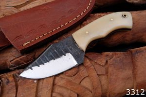 Cuchillo de caza directo de fábrica, de acero con alto contenido de carbono, de espiga completa, para supervivencia al aire libre, con mango de hueso y funda de cuero, logotipo personalizado - Product Image 2