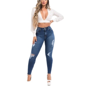Venta directa al por mayor de las mujeres de cintura alta Stretch Skinny Slim Fit Jeans BD Brand Pencil Pants Ripped Design Button Dark Summer - Product Image 5