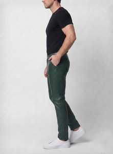 Pantalon Homme en Cuir Véritable Premium Coupe Large Slim Écologique Imperméable Tendance Décontracté Streetwear Personnalisé - Product Image 3