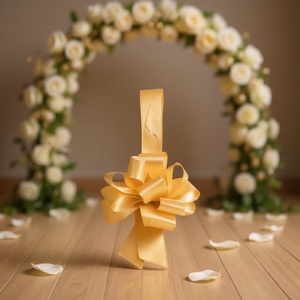 Fiocco automatico dorato ILAN 4,5x150 cm per decorazioni nuziali - Product Image 2