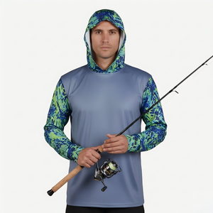 Fournisseur OEM en gros personnalisé de sweats à capuche de pêche en polyester sublimé, tissu micro-interlock, marque privée, UPF 50, séchage rapide - Product Image 2