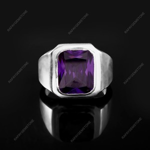 Anillo de Zirconia Cúbica Creada en Laboratorio, Plata Alemana, Hecho a Mano, Chapado en Plata, Todas las Tallas, Regalo para Hombres y Mujeres - Product Image 1