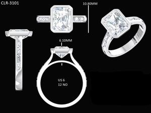 Bague de fiançailles et de mariage en or blanc 14 carats avec diamant de laboratoire taille radiant de 2,50 carats, sertie clos, certifiée IGI, luxe, pour anniversaire - Product Image 6