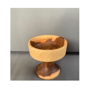 Bol sur piétement en bois naturel, bol à fruits rustique sur pied pour centre de table, décoration de comptoir de cuisine et aménagement intérieur - Product Image 5