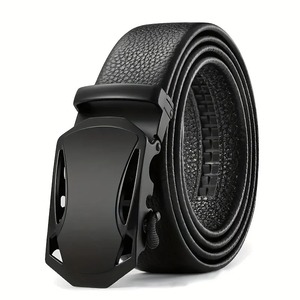 เข็มขัดหนังแท้ลำลองสำหรับผู้ชาย ปรับได้ หัวเข็มขัดเหล็กแบบสองขา - Product Image 1