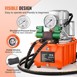 Pompa Idraulica Elettrica 750W 110V con Valvola Solenoide a Doppia Azione, Capacità 10000 PSI, 488 In3/8L, Pompa Idraulica Azionata Elettricamente - Product Image 5