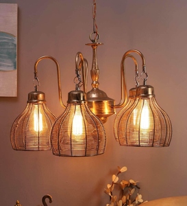 Wholesale Antique Brass Wire Cage Chandelier Bulk Vintage Mesh Pendant Light Factory Price <b>Retro</b> Classic Hanging Lamp - Product Image 6