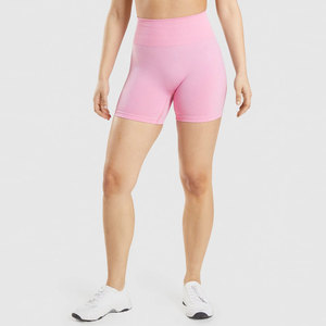 High <b>Waist</b> Pink Yoga <b>Shorts</b> <b>Women's</b> Breathable Knitted Sporty Fitness Workout <b>Shorts</b> Regular Fit <b>Elastic</b> <b>Waist</b> - Product Image 1