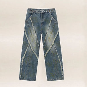 Jean baggy en denim délavé de haute qualité pour homme, style streetwear, poches cargo personnalisées, boutons et rivets, coupe ample - Product Image 5