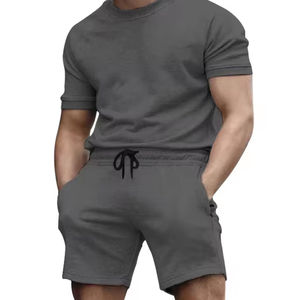 Conjunto de Sudadera con Capucha y Cordón Ajustable con Bolsillos y Pantalones Cortos Casuales para Hombre, Lavado Ácido, Transpirable, 100% Algodón, para Invierno - Product Image 5