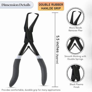 High Quality Stainless Steel Black Matte Hair Extension Tools Kit Micro Nano Ring Loop <b>Pliers</b> <b>Set</b> with Needle - Product Image 5