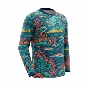 เสื้อตกปลาแขนยาวผู้ชาย พิมพ์ลายด้วยความร้อน UPF 50 ป้องกันรังสียูวี ลายปลา เสื้อคลุมสำหรับผู้ใหญ่ ระบายอากาศได้ดี แห้งเร็ว ด้านหน้า - Product Image 2
