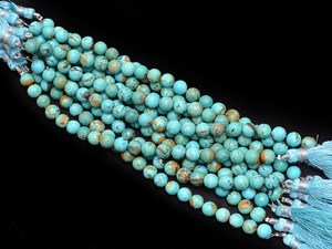 Cuentas facetadas redondas de turquesa AAA de 7mm-8mm, turquesa natural genuina de Arizona, piedra semipreciosa, cuentas sueltas para la fabricación de joyería. - Product Image 3