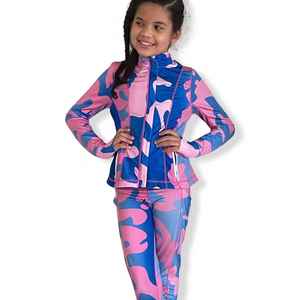 Conjunto Deportivo de Camuflaje para Niñas Jack and Jill, Chaqueta con Cierre Completo y Leggings, Ropa Deportiva Infantil, Logotipo Personalizado, Venta al Por Mayor - Product Image 5