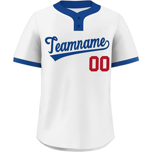 Trendy Classic Baseball Jersey 100% Polyester Mesh Short Sleeves Two Button Crew Neck Quick Dry Softball Baseball Jersey - Product Image 4
