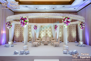 Mariage indien unique cristal blanc Mandap USA mariage Vidhis cristal Mandap décoration mariage hindou spirale cristal Mandap USA - Product Image 4