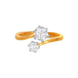 Elegance Perfected Diamond <b>Ring</b> Elegant Two Stone Diamond Bypass <b>Ring</b> in 18K Yellow Gold Women's <b>Open</b> Style Engagement <b>Ring</b> - Product Image 3