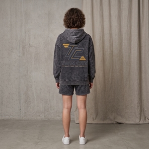 Custom Logo Heavyweight French Terry Hoodie and Shorts <b>Set</b> Vintage Mineral Acid Wash Oversized Streetwear Two Piece Outfit - Product Image 6