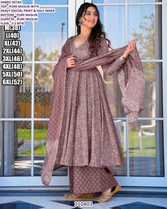 ชุดเดรสปาร์ตี้สำหรับผู้หญิงทรง Anarkali ยาวคลุมพื้น แบรนด์ Aafreen Sage Luxe รุ่น Bandhani ผ้ามาสลินปักลาย แห้งเร็ว สไตล์ดั้งเดิม - Product Image 3