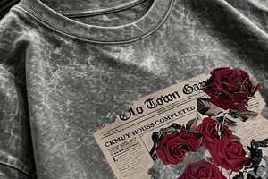 ONETEN APPAREL Unisex Casual Vintage Washed Cotton <b>T</b>-<b>Shirt</b> Crew Neck Short Sleeve Medium Stretch Loose Fit All Seasons Jersey - Product Image 6