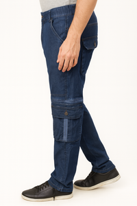 Pantalones Cargo de Mezclilla – Comodidad Elástica y Resistente con Corte Recto Moderno, Tela de Mezclilla de Peso Medio Duradera - Product Image 3