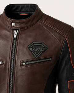 High Quality Custom Men's Genuine Leather Cafe <b>Racer</b> Motorcycle <b>Jacket</b> Windproof Flame-Retardant CE Protection Outdoor Fashion - Product Image 6