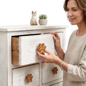 Orange Rustic <b>Ceramic</b> Industrial Animal Paw Print Pet <b>Knobs</b> Distressed Dog Cat <b>Drawer</b> Cabinet Door Pulls Handle Kitchen Wardrobe - Product Image 5
