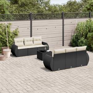 Conjunto de Sofás Modulares Grandes de Ratán PE Negro para Jardín, Elegante Colección de Muebles para Exteriores - Product Image 1