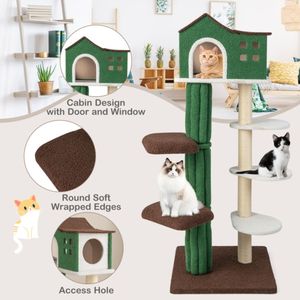 Torre per Gatti a 5 Livelli Anti-Ribaltamento, Solido Arrangiamento per Gatti con Cuscini, Struttura per Arrampicata e Appartamento per Gatti, Confezionato in Cartone - Product Image 6
