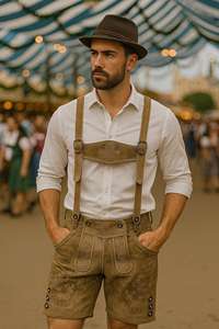 Shorts traditionnels en laine brodés pour hommes avec cordon de serrage, parfaits pour les festivals d'été en plein air - Product Image 3