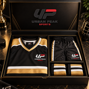Uniforme de hockey sobre hielo contemporáneo con bloques de color geométricos, diseño dinámico y apariencia profesional para equipos de club. - Product Image 4