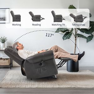 Sofá Cama de Terciopelo con Reposapiés y Portavasos, Sillón Reclinable para Sala de Estar, Patas Metálicas Extraíbles, Categoría de Producto: Sillón de Masaje - Product Image 6