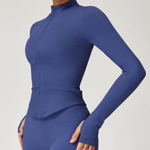 Women's <b>Cropped</b> Stand Collar Yoga Jacket Slim Fit Workout <b>Zip</b> <b>Up</b> with Windproof Panels Breathable Running Cover for Outdoor - Product Image 5
