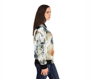 Veste bomber personnalisée en satin avec imprimé floral, vente en gros, vêtements décontractés pour femmes, vestes en satin pour femmes - Product Image 3