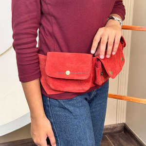 Nouveaux sacs de hanche multi-poches en cuir suédé véritable faits à la main avec sangle réglable Western unisexe en cuir utilitaire Fanny Packs - Product Image 2