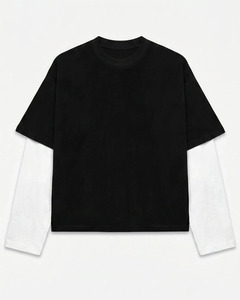 เสื้อยืดแขนสั้นผ้าฝ้ายสีดำขนาดใหญ่พิเศษสำหรับผู้ชาย เสื้อเชิ้ตป๊อปลินสีพื้นเรียบง่าย สไตล์ลำลองสำหรับฤดูใบไม้ผลิ - Product Image 1