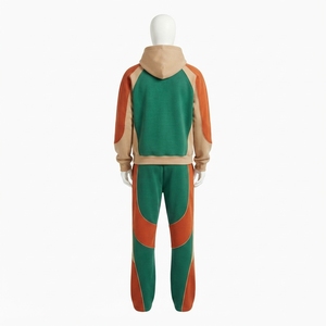Ensemble de survêtement pour homme, couleur verte et orange, sweat-shirt et pantalon de jogging, streetwear personnalisé, vêtements de sport, tenue assortie - Product Image 4