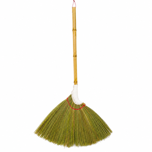 Balai en fibres naturelles de crevettes avec manche en bambou, poils doux, écologique, style classique pour le nettoyage des sols domestiques - Product Image 2