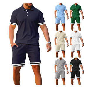 Ensemble de survêtement pour homme, vêtements d'été, ensemble 2 pièces, chemise à manches courtes et short, tenue polo et short pour homme, confortable et léger - Product Image 4