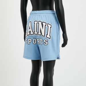 Shorts pour femmes en polyester respirant 160 GSM, bleu clair, avec broderie et logo personnalisé. - Product Image 5