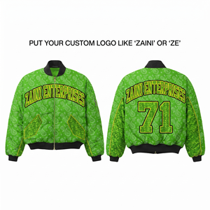 Custom Women Bomber Jacket 320 GSM Premium Polyester Fleece <b>Green</b> Black Contrast Panel Custom Logo Sublimation - Product Image 1