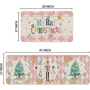 Set di 2 Tappetini da Cucina a Motivo Diamantato Schiaccianoci, Decorazione Invernale a Basso Profilo 17x29, Tappeti per Cucina - Product Image 3