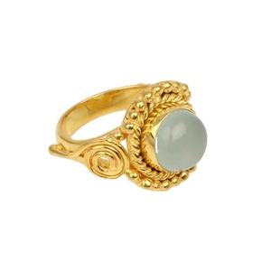 Nueva llegada 18K chapado en oro 8mm piedra lunar blanca Natural sólido 925 plata esterlina Boho Simple anillo de piedras preciosas elegante joyería fina - Product Image 1