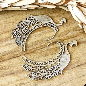 Hot Selling <b>Cuff</b> <b>Earrings</b> Tribal Brass Jewelry Women Silver Plated Animal Peacock Filigree <b>Ear</b> <b>Cuffs</b> <b>Earrings</b> Wholesale/OEM/ODM - Product Image 6