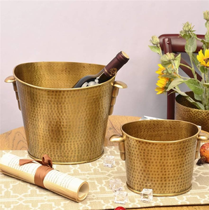 Cubo de hielo de cobre martillado con diseño de asa de reno, bañador de bebidas de latón dorado aislado, cubos de hielo de cobre - Product Image 6