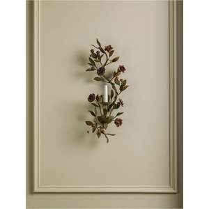 Applique Murale Métallique Florale Antique, Porte-Bougie Vintage en Fer Forgé, Décoration Murale Artistique en Forme de Rose, Candelabre Suspendu, Centre de Table Décoratif pour la Maison - Product Image 1