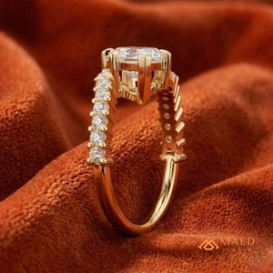 แหวนหมั้นเพชรโมอิสซาไนต์ทรงมาร์คีส์ทอง 14K แหวนแต่งงานทรงวงรี ของขวัญเครื่องประดับสำหรับผู้หญิง เครื่องประดับชั้นดีจากสหรัฐอเมริกา จำหน่ายออนไลน์ - Product Image 2