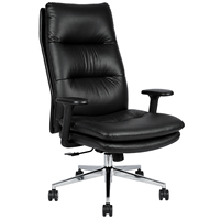 Chaise de bureau de direction moderne à dossier haut en cuir PU avec base chromée inclinable verrouillable et accoudoirs rembourrés