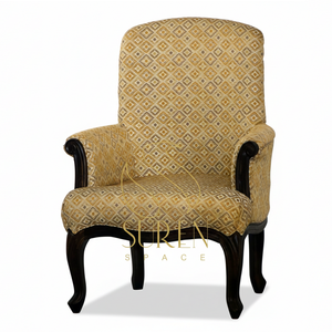 Silla de Comedor Artesanal de Diseño Único en Madera y Tela, Hecha a Mano en India, para Hoteles - Product Image 1