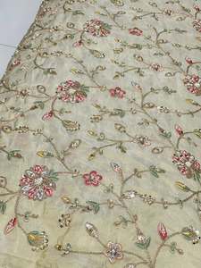 Hot Sale Handmade <b>Sequins</b> and Beaded Embroidered Silk <b>Fabric</b> for Cocktail Dresses or Prom Gowns Available at Best Price - Product Image 6